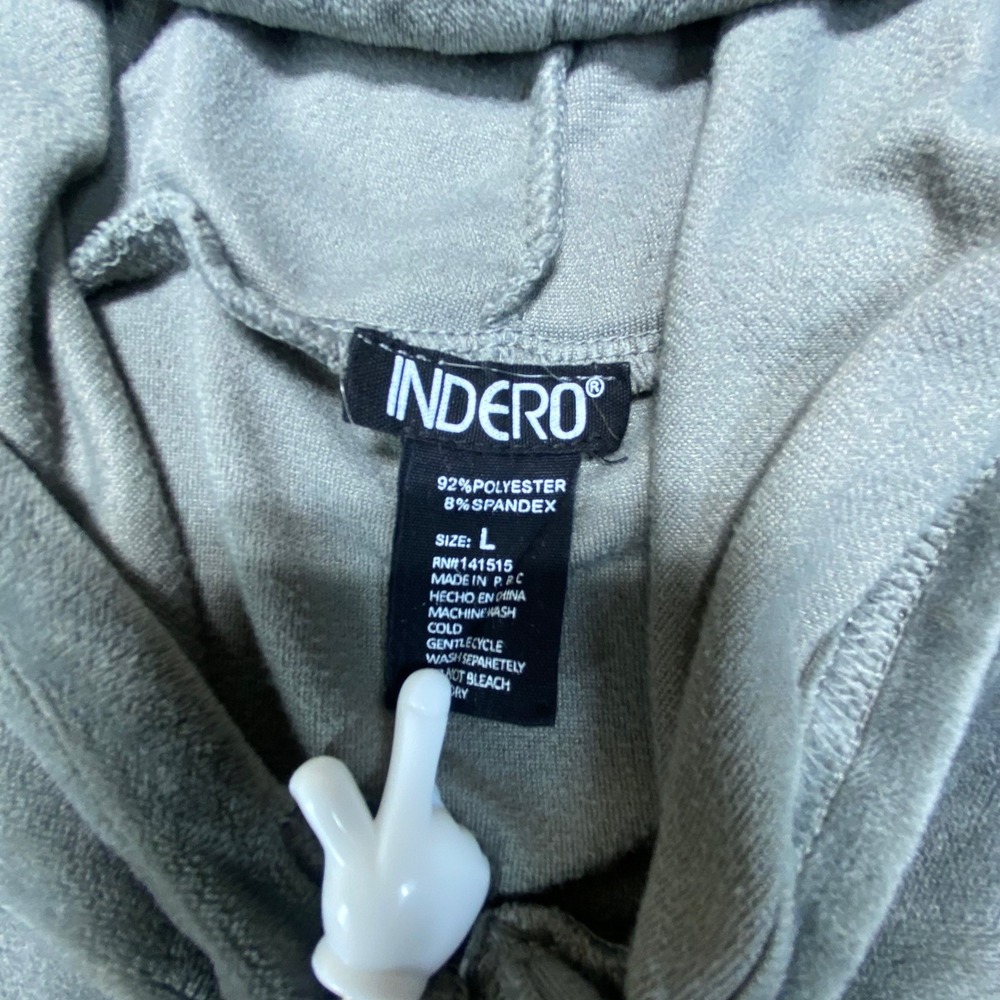 Indero Gray‎ Velour Cropped Hoodie Womens Large Sweatshirt - Picture 3 of 5